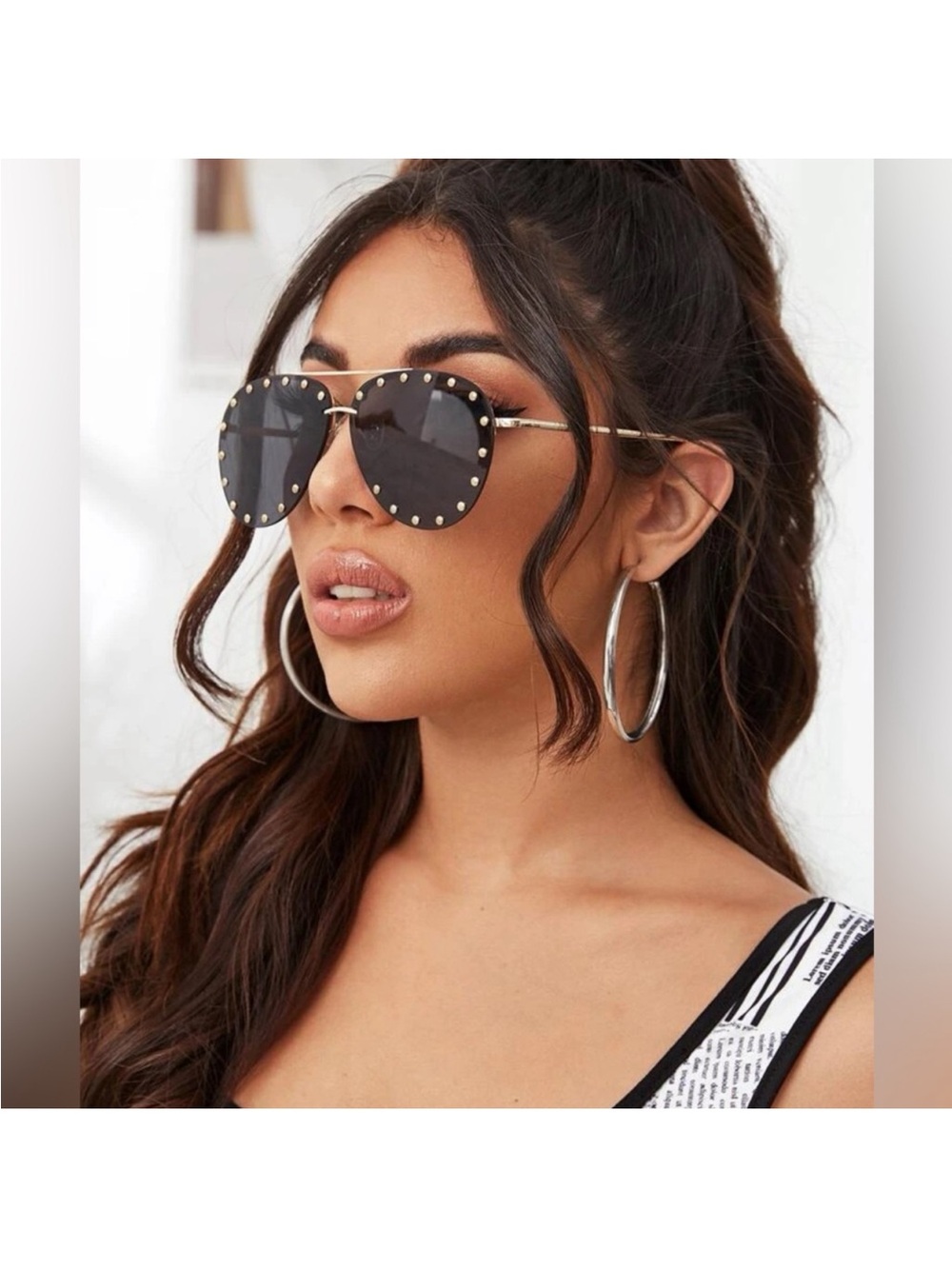 New Studded Gold Aviator Sunglasses